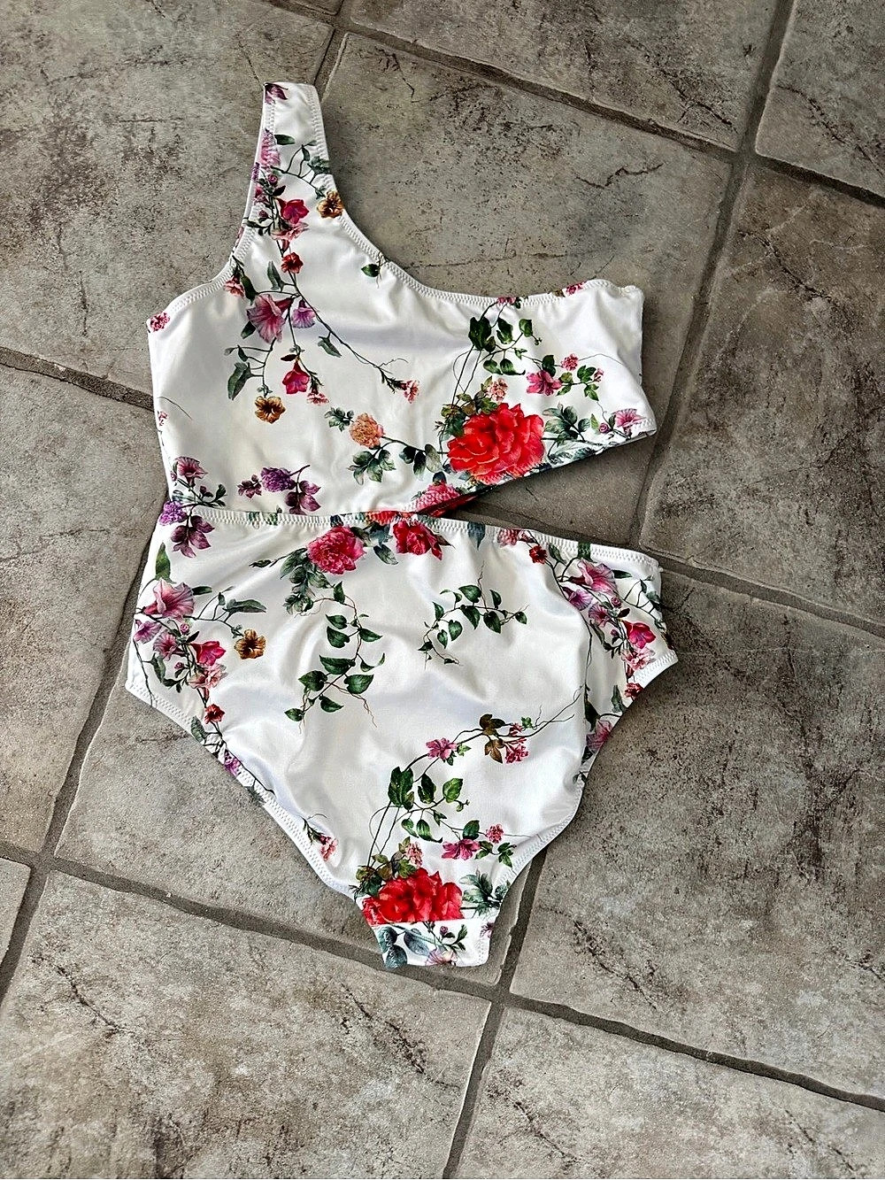 Stella Cove Floral One Piece in White & Pink